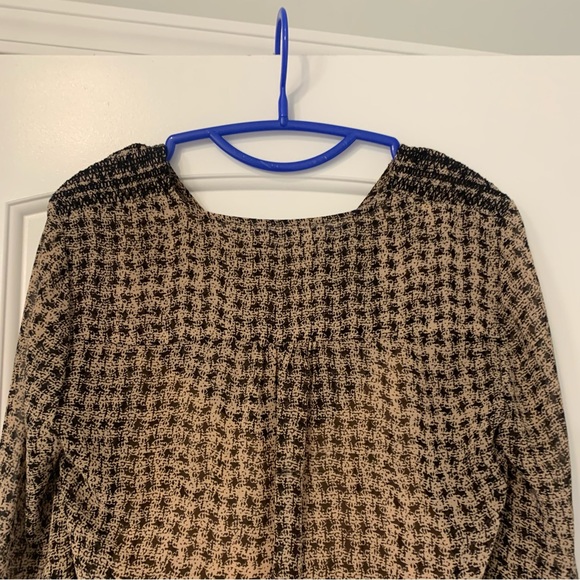 Anthropologie Vanessa Virginia Black And Tan Smocked Waist Mini Dress - Picture 6 of 12